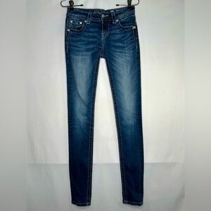 Miss Me Signature Skinny Jeans Embellished Pockets Stud &‎ Rhinestone Y2K Sz 26